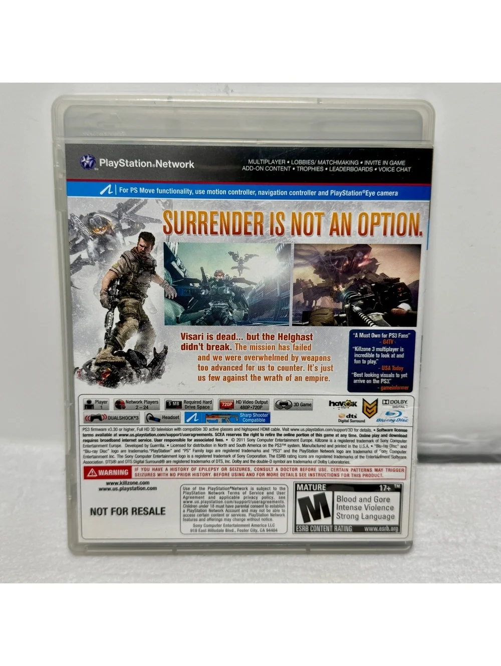 Killzone 3 PS3 PlayStation 3 CIB Manual Move 3D Compatible